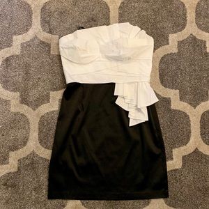 Strapless | Mini Cocktail Dress | Black White | M